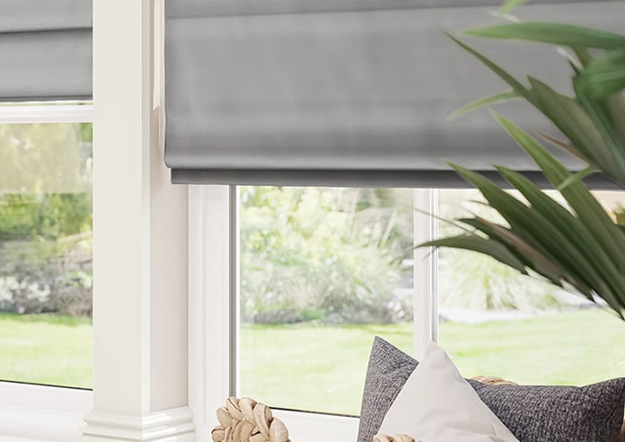 Akoya Faux Silk, Lustre Steel Grey - Motorised Roman Blind - Image 5